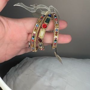 Natasha set of three stretchy gold tone bracelets NWT